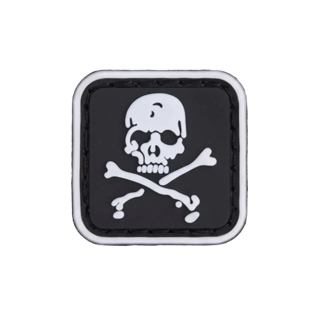 Make a bold statement with the Bones PVC Morale Patch Hook &amp; Loop. This striking 2.5x2.5cm patch features laser-cut precision detailing that demands attention. Backed with both hook and loop fasteners, it's ready to attach to tactical gear, backpacks, or uniforms instantly. www.defenceqstore.com.au