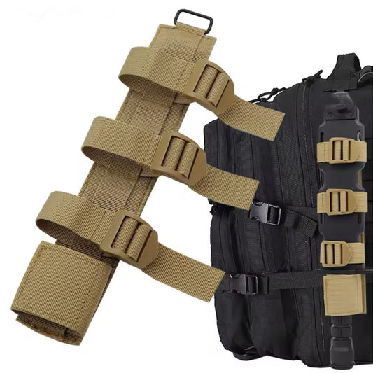 Elevate your backpack's functionality with our knife MOLLE attachment, designed to securely attach larger knives with scabbards. A must-have for any survival gear, this attachment measures 26cm long and can accommodate the majority of larger knives. www.defenceqstore.com.au