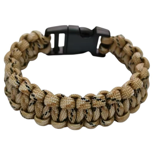 Experience the ultimate in survival gear with the Elite Tactical Paracord Survival Bracelet in 22cm Desert Camo. This durable and versatile bracelet is an essential accessory for any outdoor enthusiast, providing peace of mind and powerful functionality in one stylish package. Don't leave home without it! www.defenceqstore.com.au