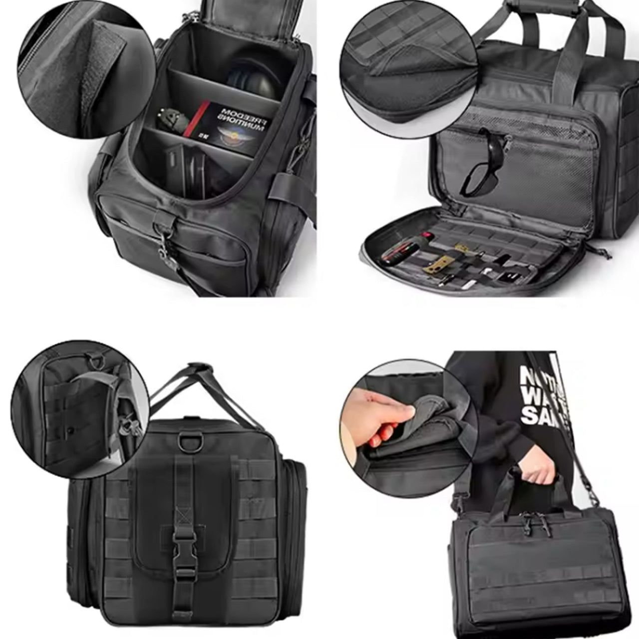 Tactical Gun Range Bag Shooting Duffle Bags for Handguns Pistols with Lockable Zipper and Heavy Duty Antiskid Feet. www.defenceqstore.com.au