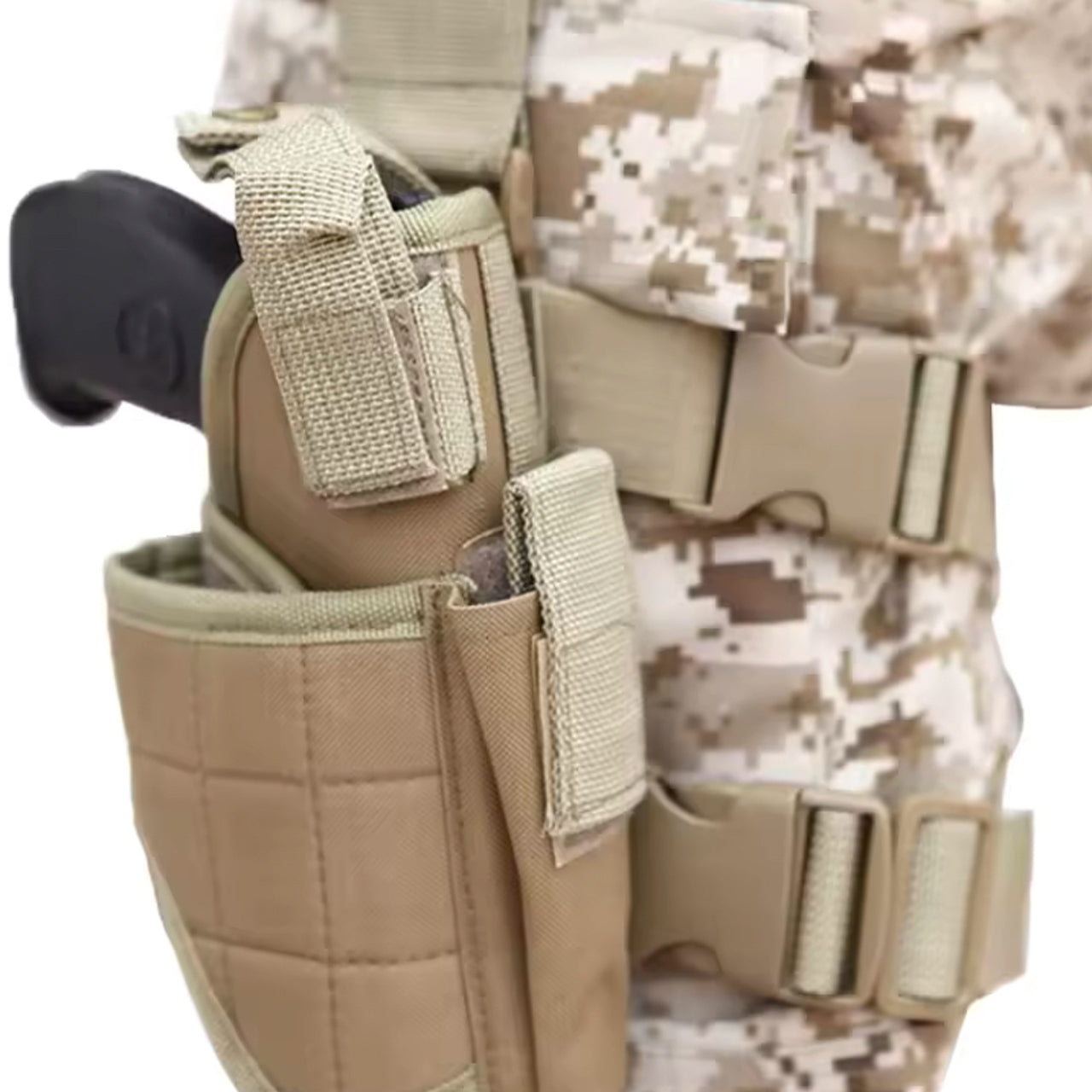 Adjustable Drop Leg Tactical Holster has been designed to fit the needs of any tactical, public safety, or military professional. The fully adjustable thigh holster will fit most full-frame semi-automatic pistols. www.defenceqstore.com.au