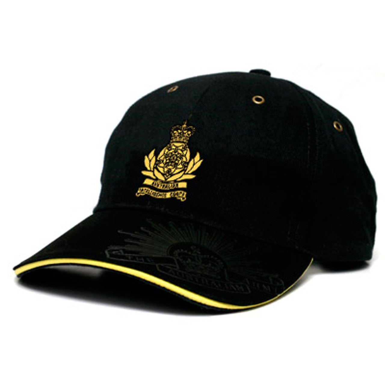 This stylish and practical INT Black Cap is sure to turn heads! Constructed from quality heavy brushed cotton, this eye-catching cap features a sharp AUSTINT crest embroidered on the front and the iconic Rising Sun Badge embossed on the peak and engraved on the buckle. www.defenceqstore.com.au