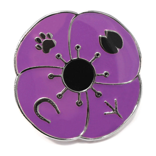 Honour our loyal companions in conflict with this sensational In Their Footsteps Purple Poppy Lapel Pin. www.defenceqstore.com.au