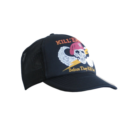 Inspired by the infamous phrase, "Kill 'em all and let God sort them out," this cap features a striking image of a military beret-wearing skull, wings, and lightning bolt. Perfect for anyone who values strength and determination, www.defenceqstore.com.au