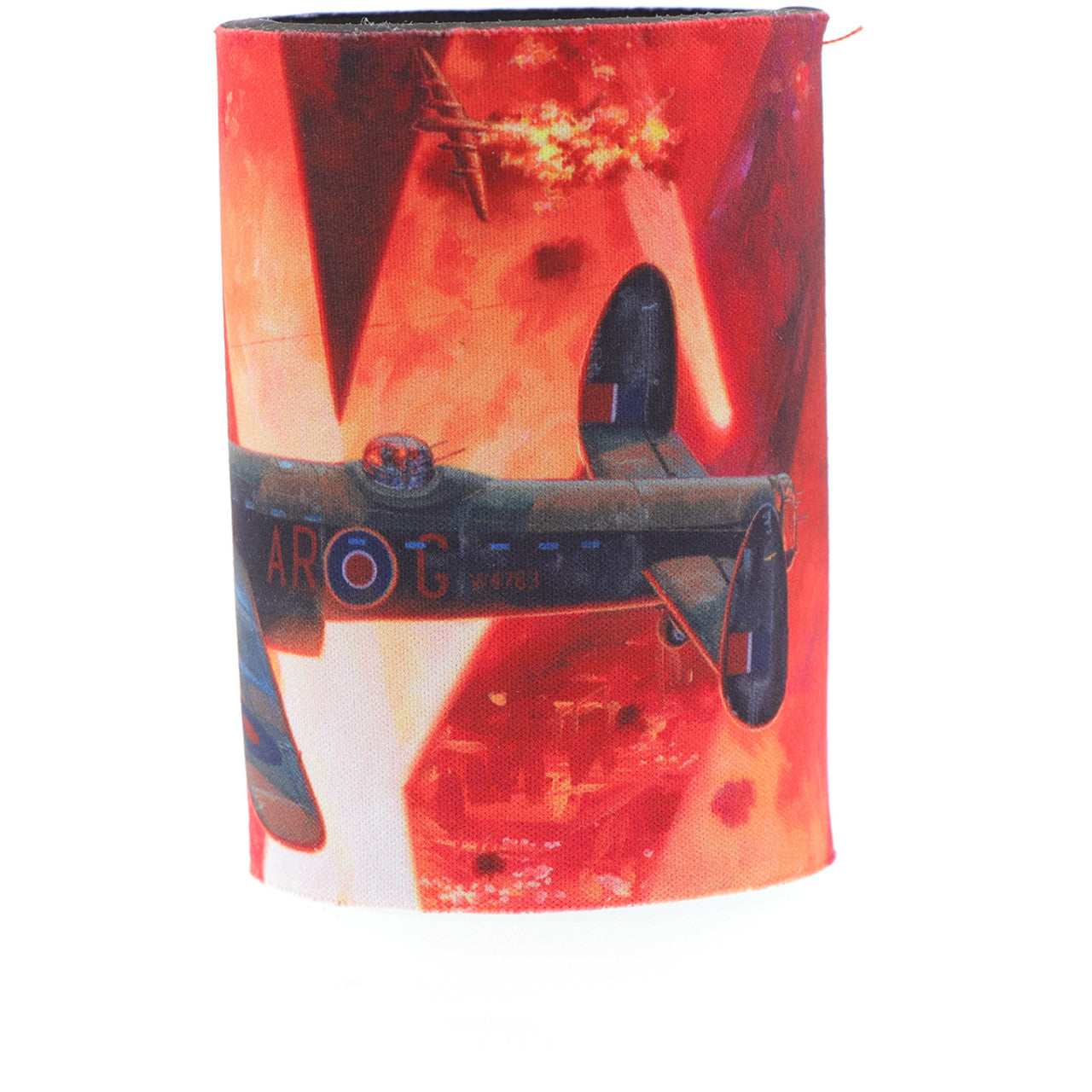 The cooler showcases Harrison's artwork "Into the Cauldron" and a schematic of the Lancaster Bomber on its base. Made from durable neoprene, this cooler is perfect for keeping your drinks cold. With its striking artwork depicting the Lancaster Bomber during an operation with Bomber Command, it is sure to make your mornings more enjoyable. www.defenceqstore.com.au