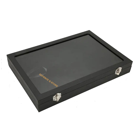 Our Dustproof Display Case organizer is lined with a sponge layer that is flexible and also prevents scratching of your collection, providing total protection. Make sure your medals, lapel pins and badges won't fade over time. Dimensions: Small 20x15x4.8cm Medium 28x20x5cm Large 35x24x5cm www.defenceqstore.com.au