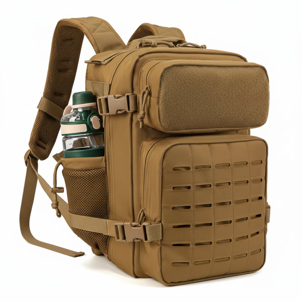 Built for operators who demand tactical precision, this 25-litre MOLLE backpack combines rugged 900D polyester construction with intelligently designed multi-layered storage compartments. www.defenceqstore.com.au