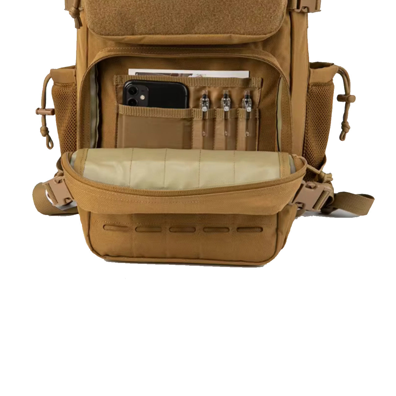 Built for operators who demand tactical precision, this 25-litre MOLLE backpack combines rugged 900D polyester construction with intelligently designed multi-layered storage compartments. www.defenceqstore.com.au