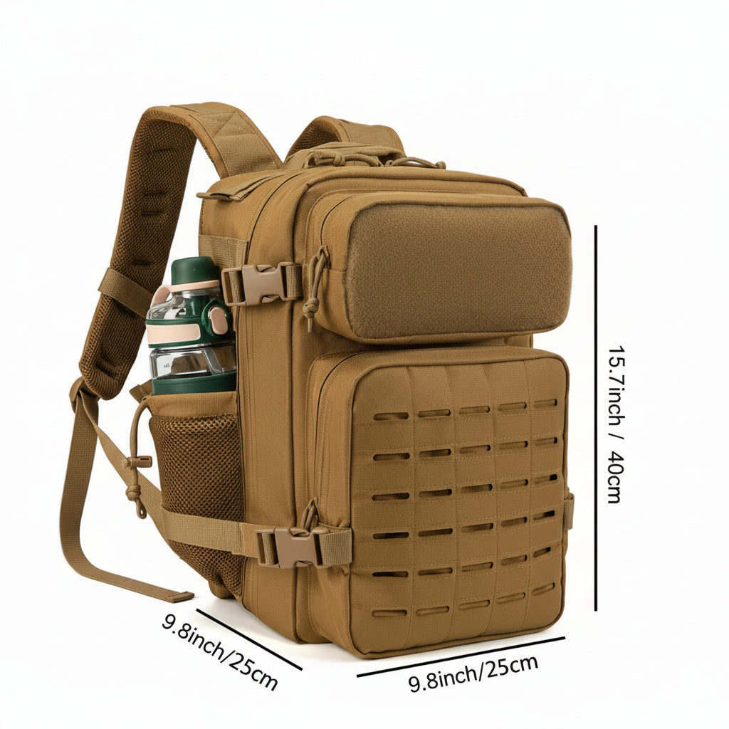 Built for operators who demand tactical precision, this 25-litre MOLLE backpack combines rugged 900D polyester construction with intelligently designed multi-layered storage compartments. www.defenceqstore.com.au