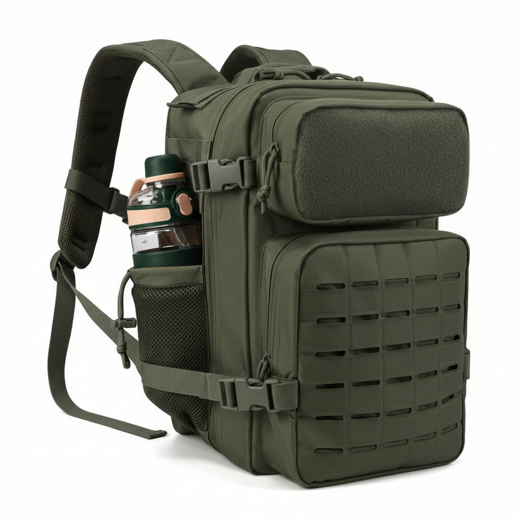 Built for operators who demand tactical precision, this 25-litre MOLLE backpack combines rugged 900D polyester construction with intelligently designed multi-layered storage compartments. www.defenceqstore.com.au
