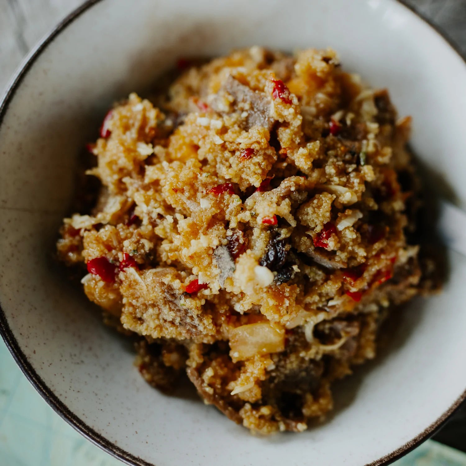 A tasty combination of freeze dried lamb, pumpkin, raisins and apple served with couscous. www.defenceqstore.com.au