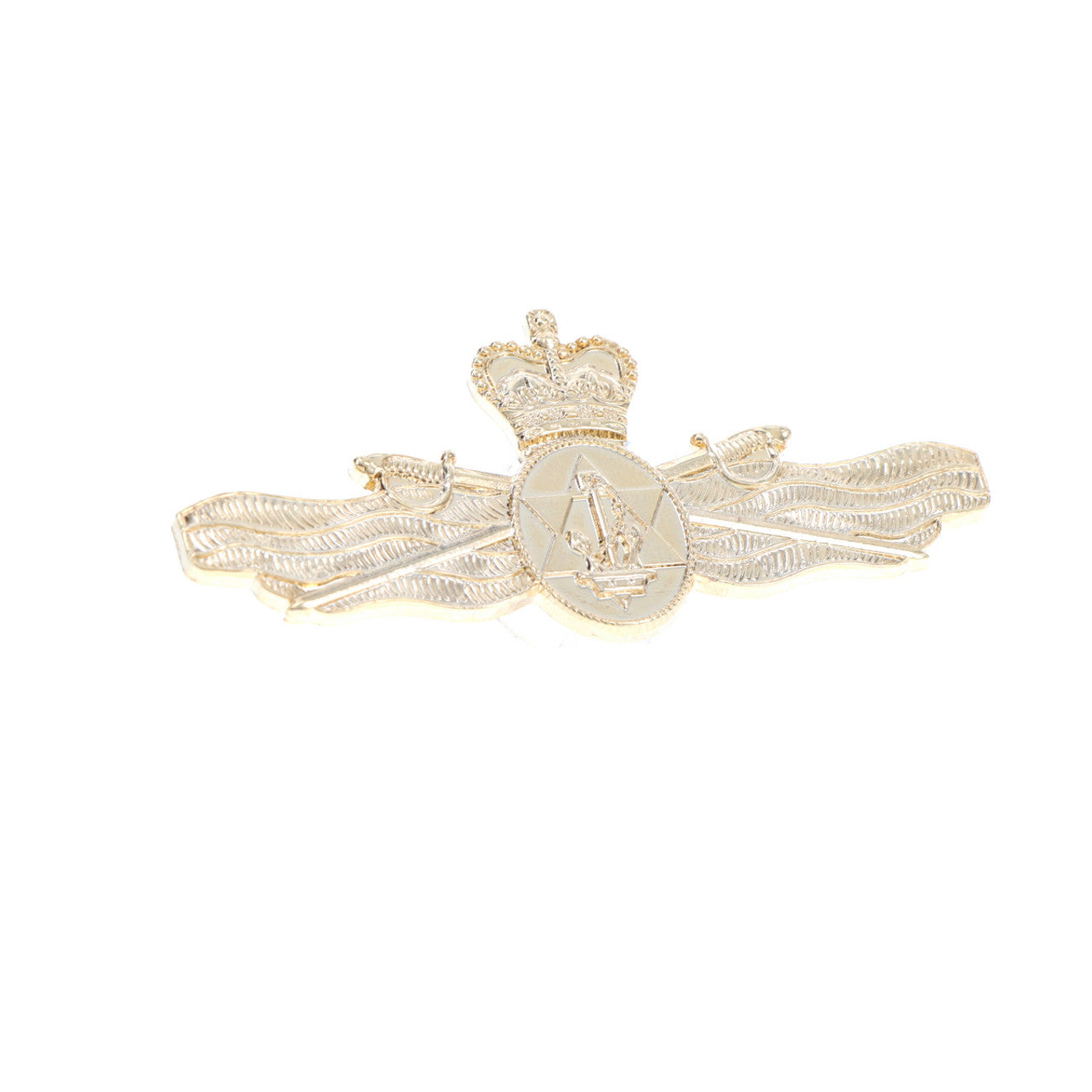 Be sure to stand out with the Maritime Logistics Officer Gold Badge - available in a large size for maximum visibility. This stylish badge comes with two butterfly clutch pins, so you can easily and securely attach it to your attire. Get ready to flaunt your style! www.defenceqstore.com.au