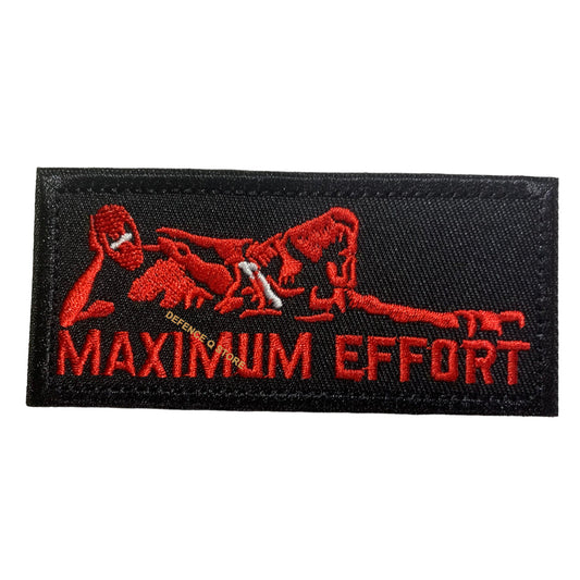 Experience the power and beauty of the Maximum Effort Embroidery Velcro Backed Morale Patch, available in a perfect 10x4.5cm size. The HOOK AND LOOP BACKED PATCH is a unique touch provided for added convenience. Get yours today and showcase your style and passion! www.defenceqstore.com.au