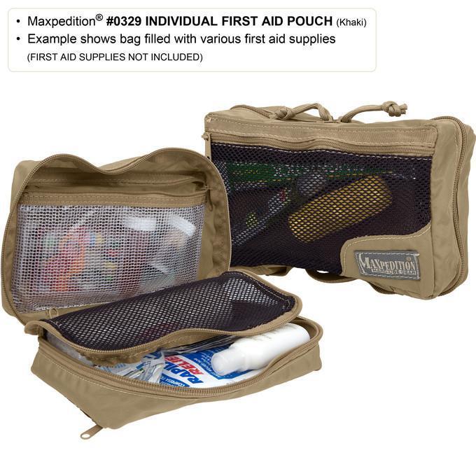 Lightweight individual soldier combat first aid kit pouch Also excellent for organizing computer cables or toiletries Clamshell opening main compartment Internal mesh and see-thru plastic organizers External zippered mesh pocket Integral carry handle MOLLE compatible www.defenceqstore.com.au