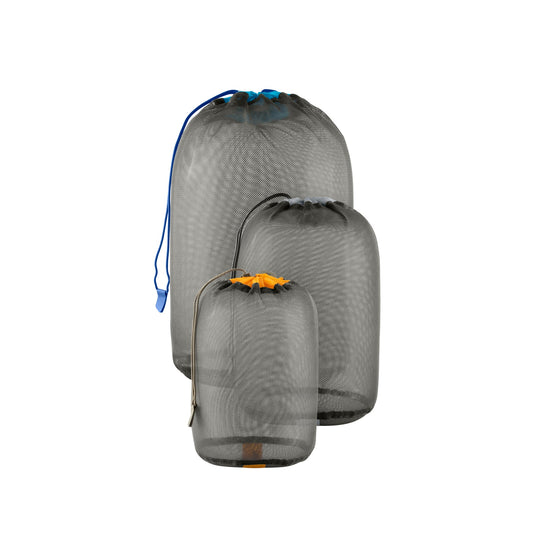 The Mesh Stuff Sack set is ideal for a plethora of uses. From transporting wet gear without trapping odors and storing sleeping bags to air drying gear at camp, they're the perfect solution with great color coding in a ultra-lightweight and strong 75D multi-filament Nylon mesh and with a 30D Ultra-Sil drawcord sleeve for smooth operation. www.defenceqstore.com.au