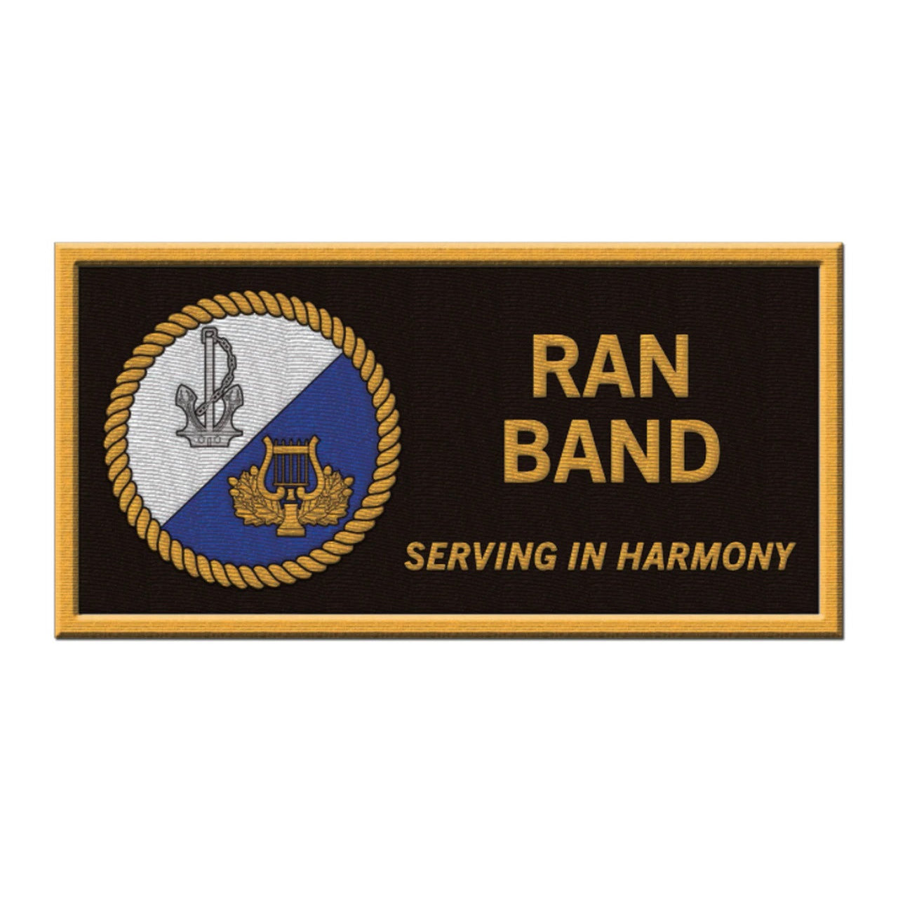 Get your hands on the perfect Navy Band uniform patch today! Made with high-quality materials, this embroidered patch is the ideal size and features a merrow border and black hook-and-loop backing. Place your order now to proudly display your love for the Navy Band! www.defenceqstore.com.au