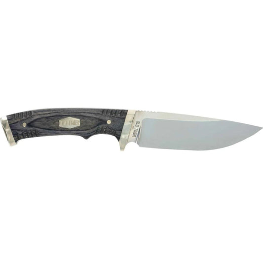 The 169OTH Heritage Series Fixed Blade features top quality D2 Steel full-tang design, gray laminate wood handle, nickel silver pommel, pins and guard and custom fit leather sheath. This knife is great for any outdoorsman or everyday carry. www.defenceqstore.com.au