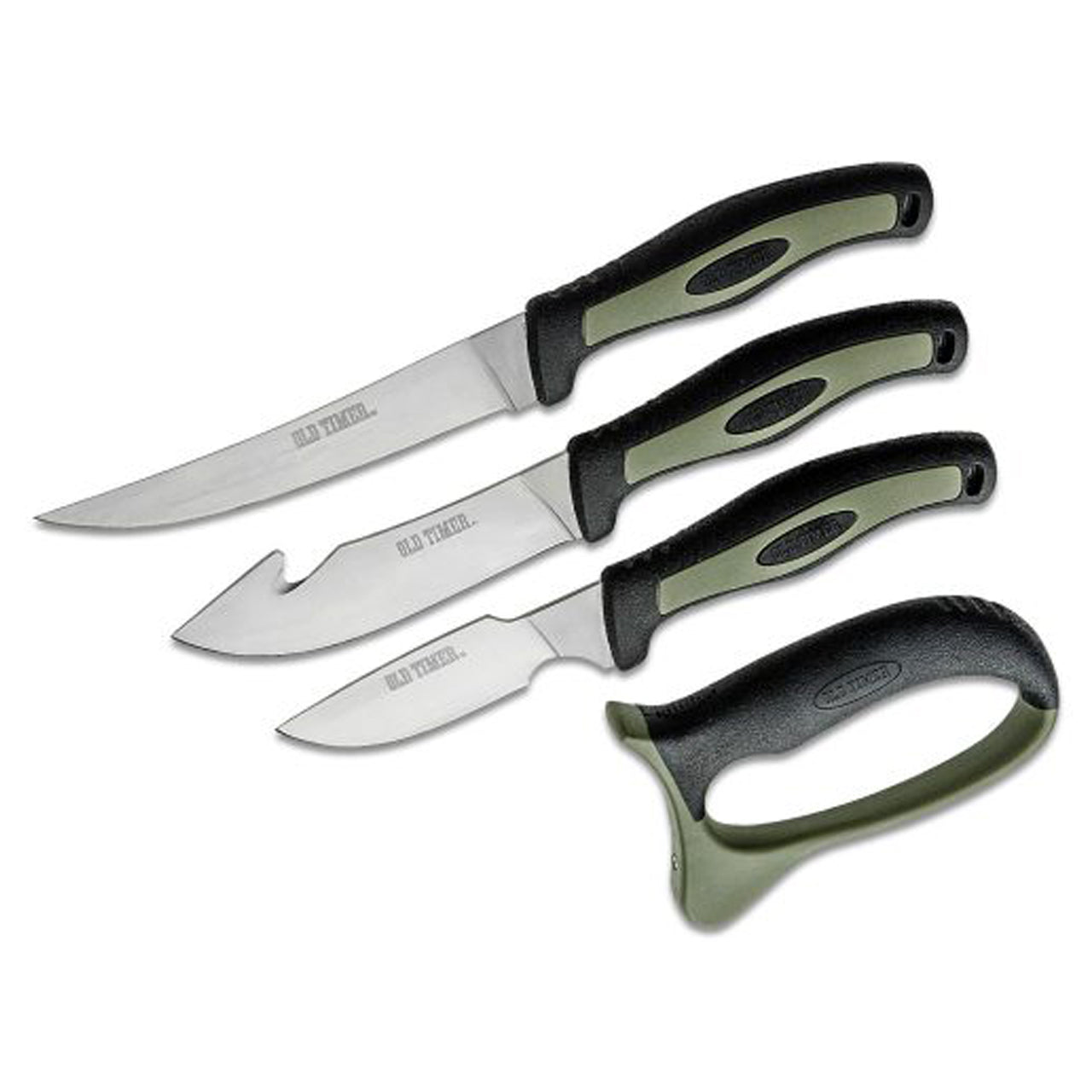 Old Timer Field Dressing Kit has the necessary tools a hunter needs to throw in his pack and process game in the field in one convenient location. Each knife is designed with a comfort grip rubber handle and an included sharpener for repeated use. www.defenceqstore.com.au