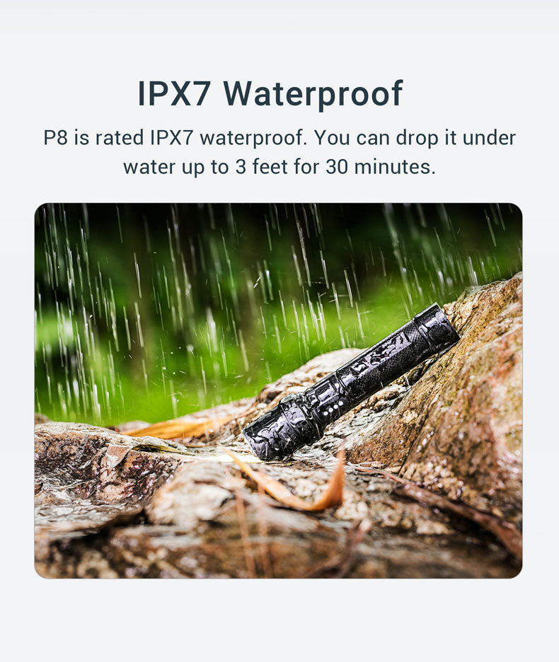 The featherweight P8 achieves real 1,300 ANSI lumens and a proud range of 240 metres. The extra-strong rechargeable battery has power for up to 60 hours of light without a break. This practical all-round torch is charged via a built-in USB-C port. www.defenceqstore.com.au