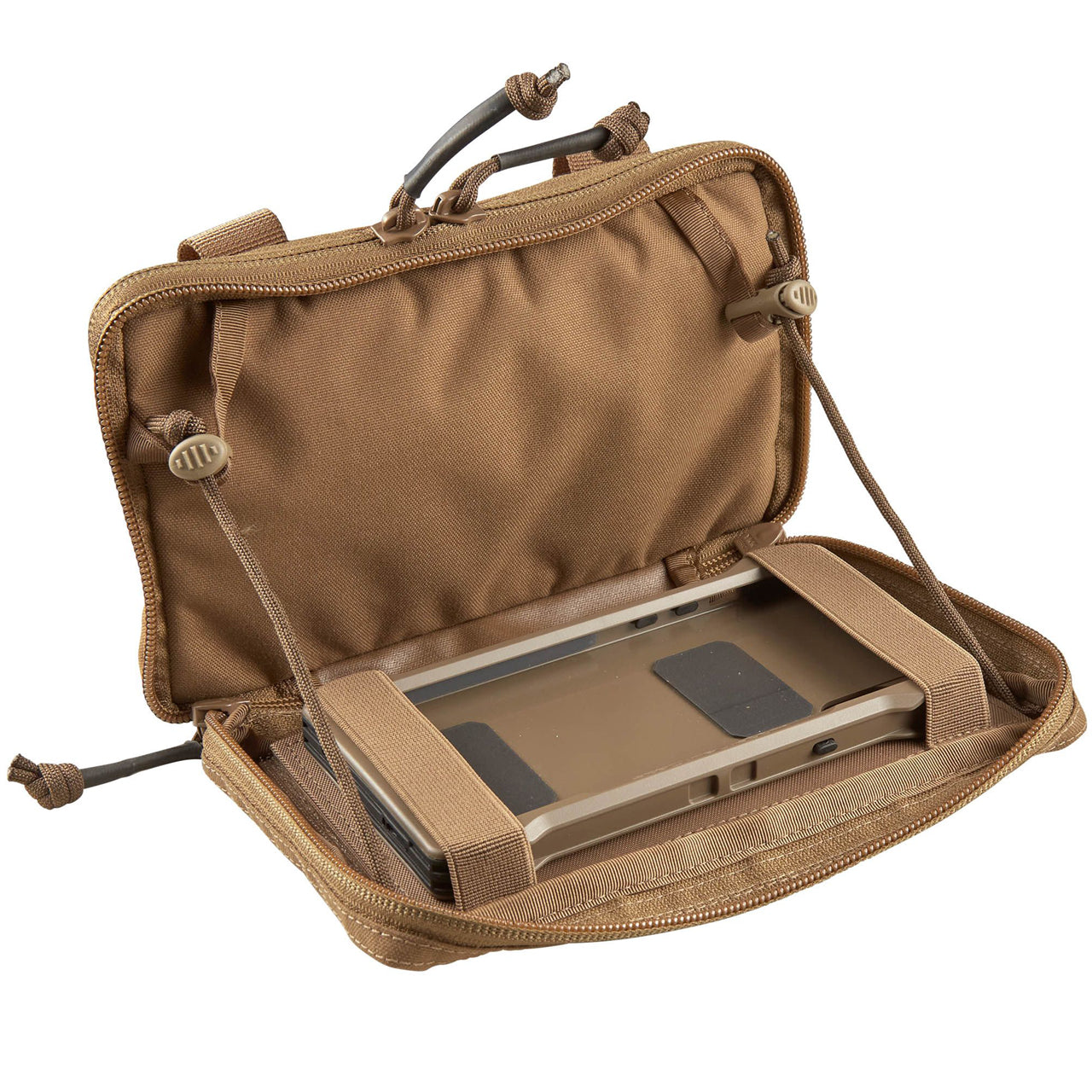 The Platatac Phone Admin Pouch is designed to mount high on a plate carrier and is a low profile solution to carry, protect and conveniently operate a smartphone device in the tactical environment. www.defenceqstore.com.au open view phone