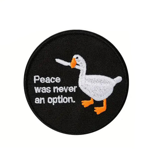 Unleash your creativity with the Peace Was Never An Option Embroidery Patch Hook &amp; Loop! Measuring 8cm and featuring a beautifully embroidered design and secure hook &amp; loop backing, this patch is a must-have for any collector. www.defenceqstore.com.au