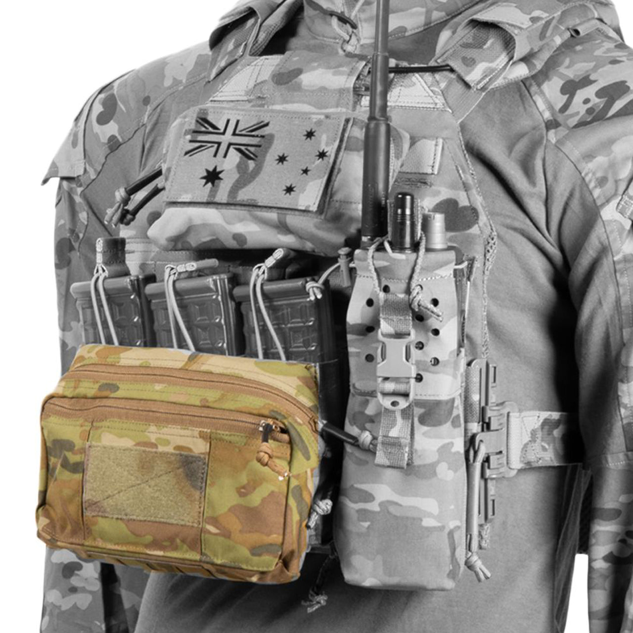 The Platatac ASAD 6X GP Pouch is a great Molle integrated general purpose pouch for your rig. The pouch is primarily designed to attach to the issue TBAS Triple Shingle. It’s neither too big to get in the way, or too small to usefully carry extra items. www.defenceqstore.com.au