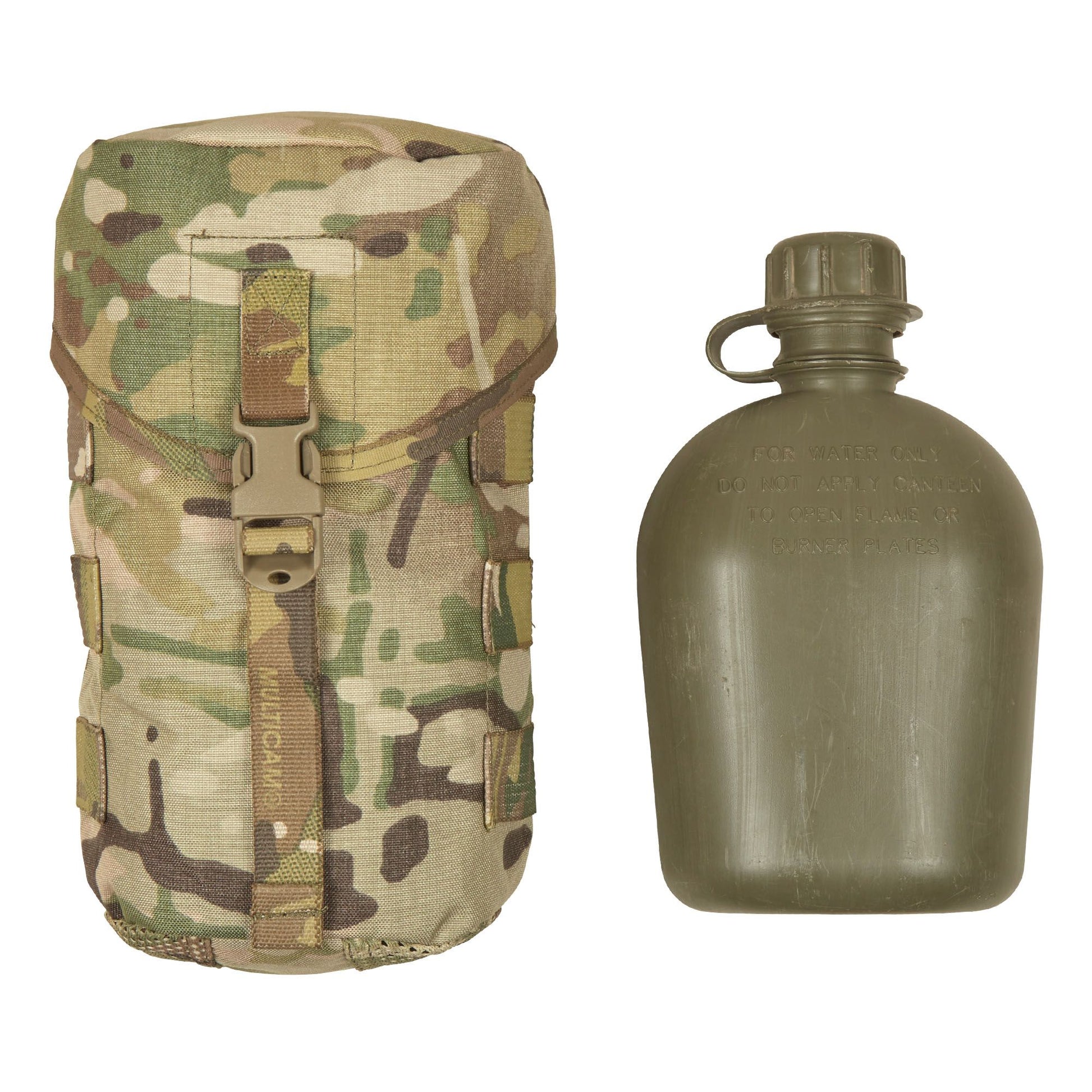 The Platatac Large Accessories Water Utility Pouch (WUP) is a lightweight, MOLLE-compatible utility pouch designed to securely hold a canteen, 1 Litre Flask, a 1L Nalgene bottle with cup, or similar-sized water containers and additional gear. www.defenceqstore.com.au