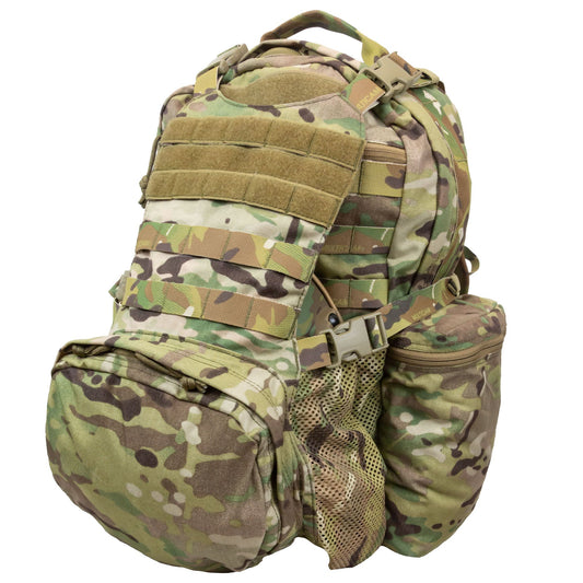 The built-in cradle in front comfortably fits a helmet or can be used as a storage compartment for clothing or other medium-size mission critical necessities. The cradle also features Velcro and non-Velcro MOLLE attachment points in front. www.defenceqstore.com.au