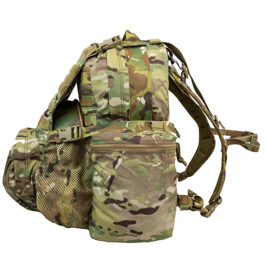 The built-in cradle in front comfortably fits a helmet or can be used as a storage compartment for clothing or other medium-size mission critical necessities. The cradle also features Velcro and non-Velcro MOLLE attachment points in front. www.defenceqstore.com.au