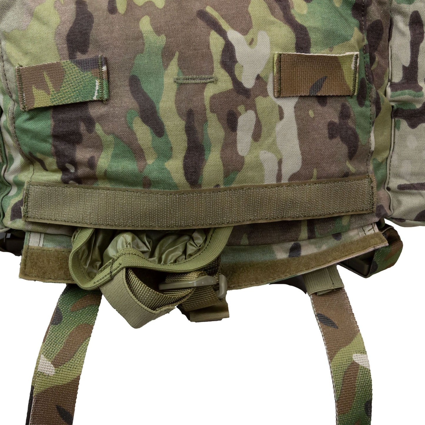 The built-in cradle in front comfortably fits a helmet or can be used as a storage compartment for clothing or other medium-size mission critical necessities. The cradle also features Velcro and non-Velcro MOLLE attachment points in front. www.defenceqstore.com.au