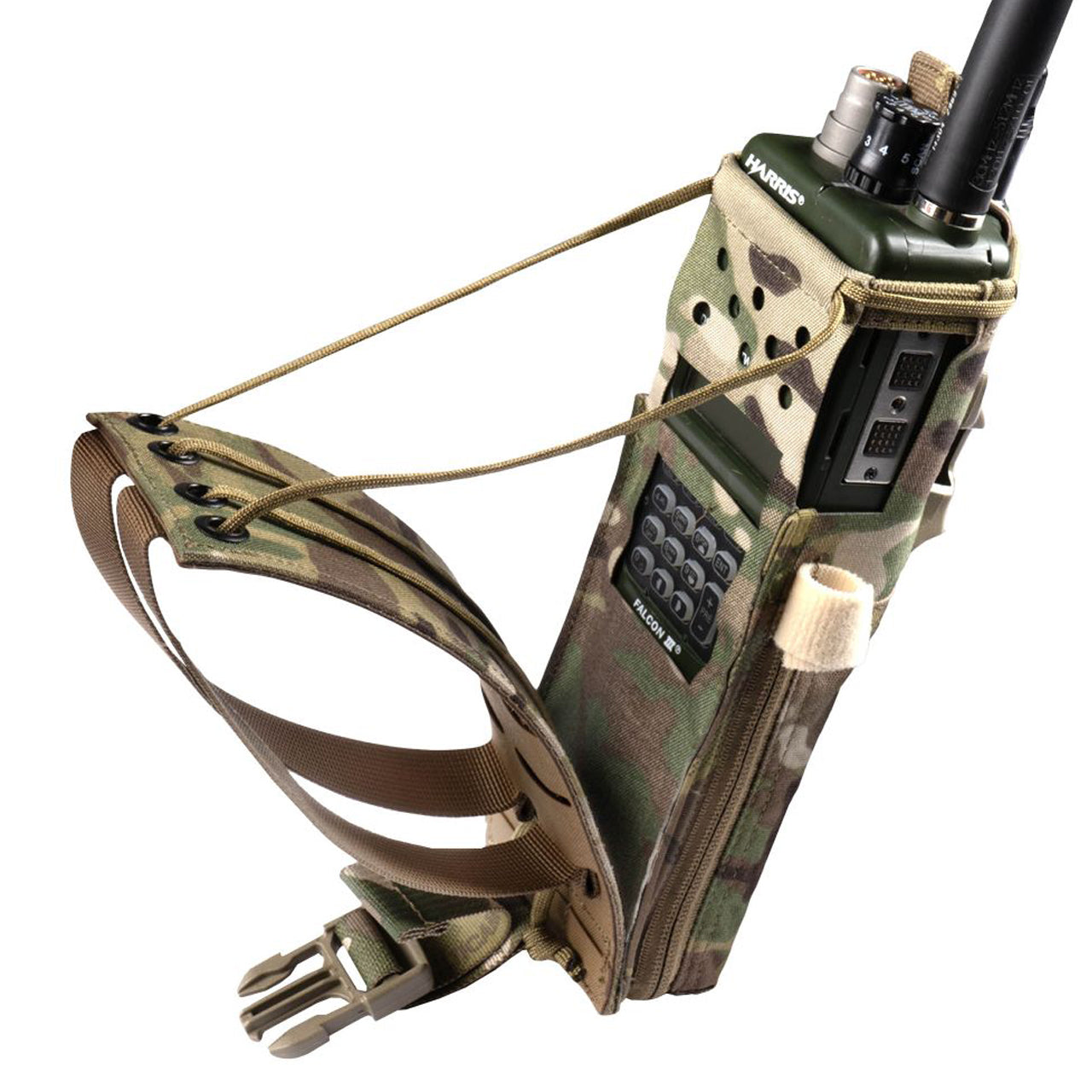 This pouch has been designed to securely hold an AN/PRC-152 Multiband Handheld Radio, with or without GPS module. The pouch has a drop-down feature for quick access to the screen and control panel of the radio without removing the radio. The zip at the bottom allows you to change out the battery quickly without having to disconnect any cables and head-sets. www.defenceqstore.com.au