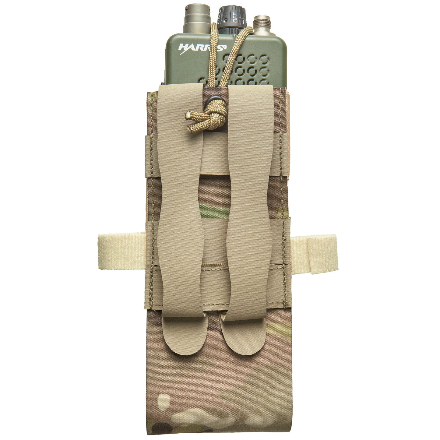 This pouch has been designed securely hold AN/PRC-152 Multiband Handheld Radio with or without GPS module. The pouch can be adjusted in height for when the user is operating with a battery splitter. www.defenceqstore.com.au