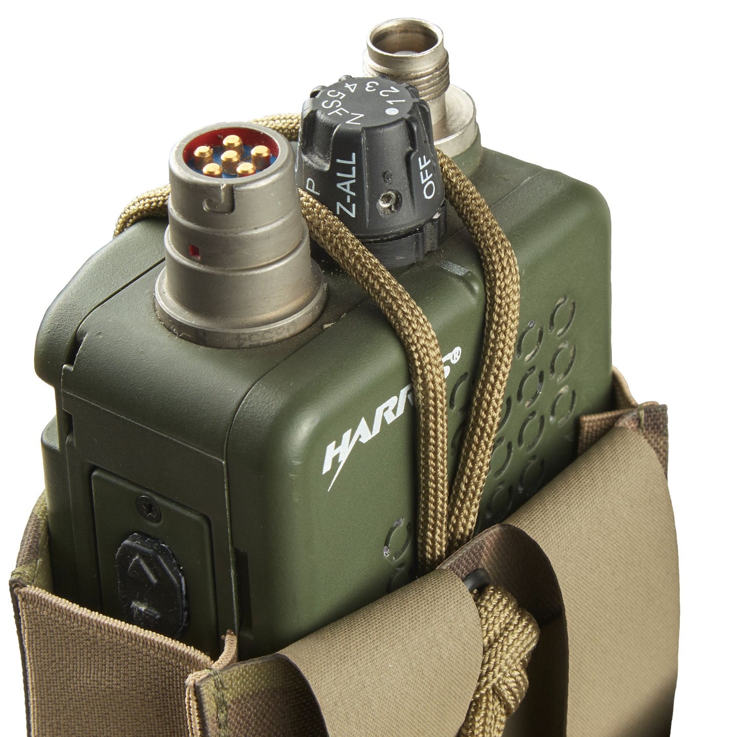 This pouch has been designed securely hold AN/PRC-152 Multiband Handheld Radio with or without GPS module. The pouch can be adjusted in height for when the user is operating with a battery splitter. www.defenceqstore.com.au