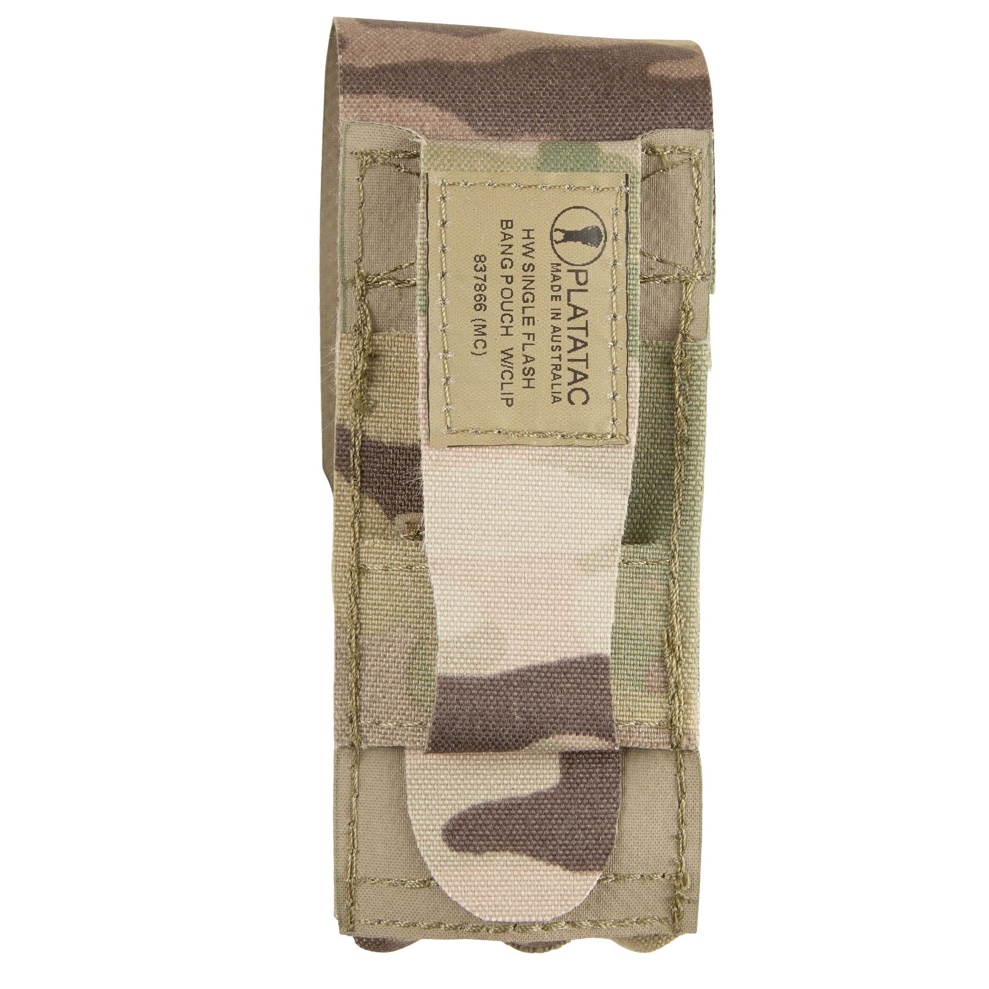 The PLATATAC HW Single Flash Bang Pouch is designed to fit a Nico Flashbang, or any other EO or similar-sized items. Made from a single piece of laser-cut Ultracomp material, it is lightweight and hydrophobic, making it ideal for maritime operations. www.defenceqstore.com.au where the army shops