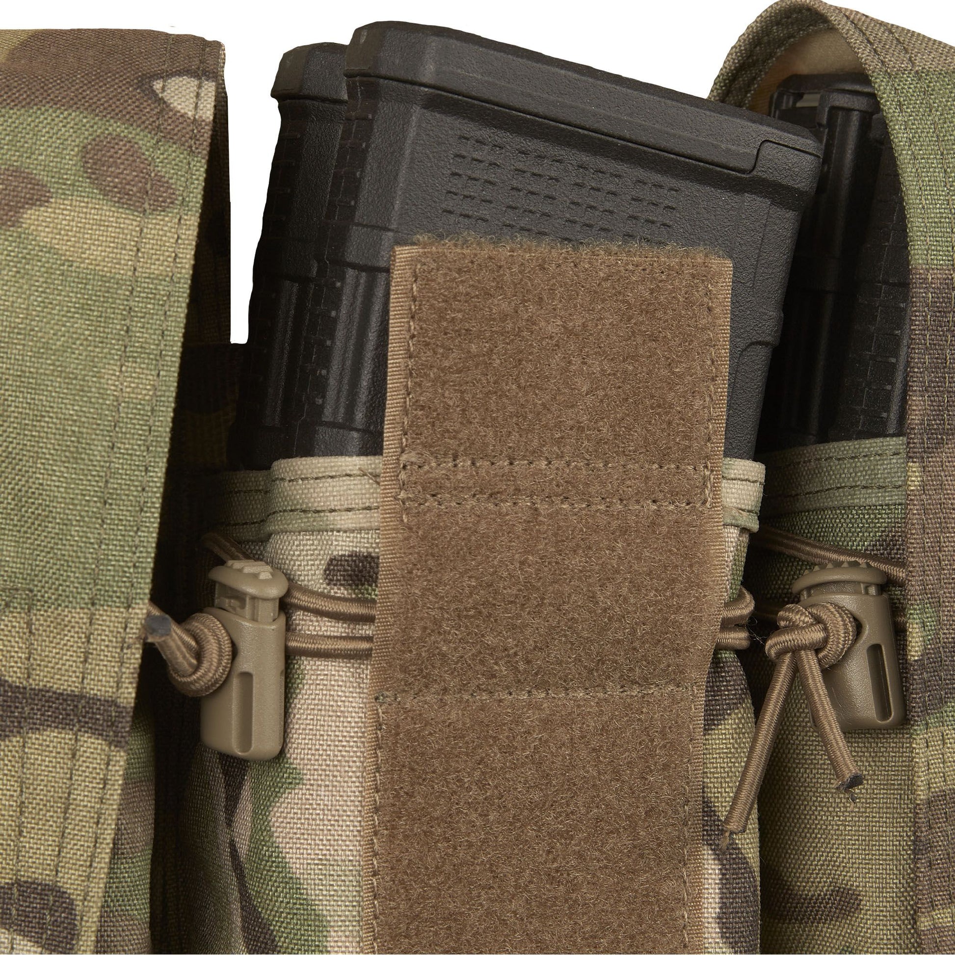 The magazine pouches have adjustable/removable lids to allow larger magazines, such as AK47 mags to be carried or allow easier access to mags by removing the flaps all together. They can also accommodate a pistol, black means (Baofeng) radio or a smoke grenade if required. Bungee retention around the mag pouches provides additional security for stowed items. www.defenceqstore.com.au 
where the army shops