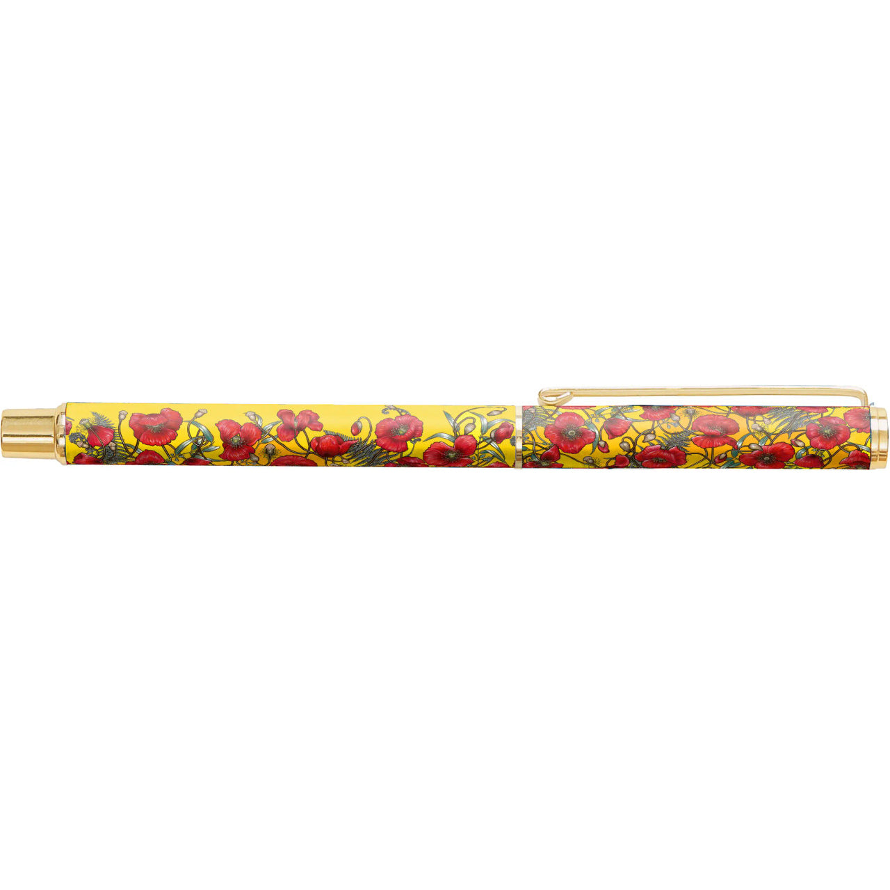 Elegant, stylish, and with a great glide, this metal rollerball pen is a wonderful gift for your loved ones, corporate gifts, or for yourself! Featuring the vibrant artwork by Adriana Seserko, this metal pen has a smooth glide rollerball mechanism for easy writing.  www.defenceqstore.com.au