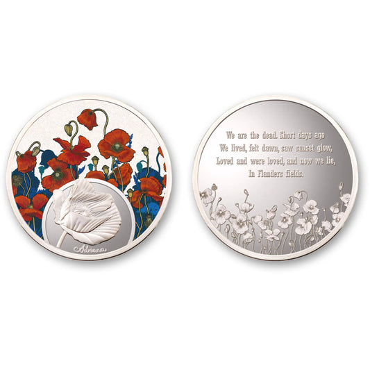 A striking medallion bringing together beautiful commemorative touches with stunning artwork to create a wonderful addition to any collection. Featuring the vibrant poppies from the moving painting by Australian artist Adriana Seserko, this beautiful medallion is a moving addition to any collection. www.defenceqstore.com.au