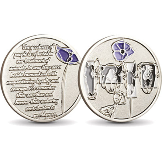 The Purple Poppy Medallion is a stunning 48mm accessory designed to recognize and honor the service and sacrifice of animals in war. By purchasing this medallion, you can show your appreciation and support efforts to acknowledge the invaluable contribution of animals in times of conflict. www.defenceqstore.com.au