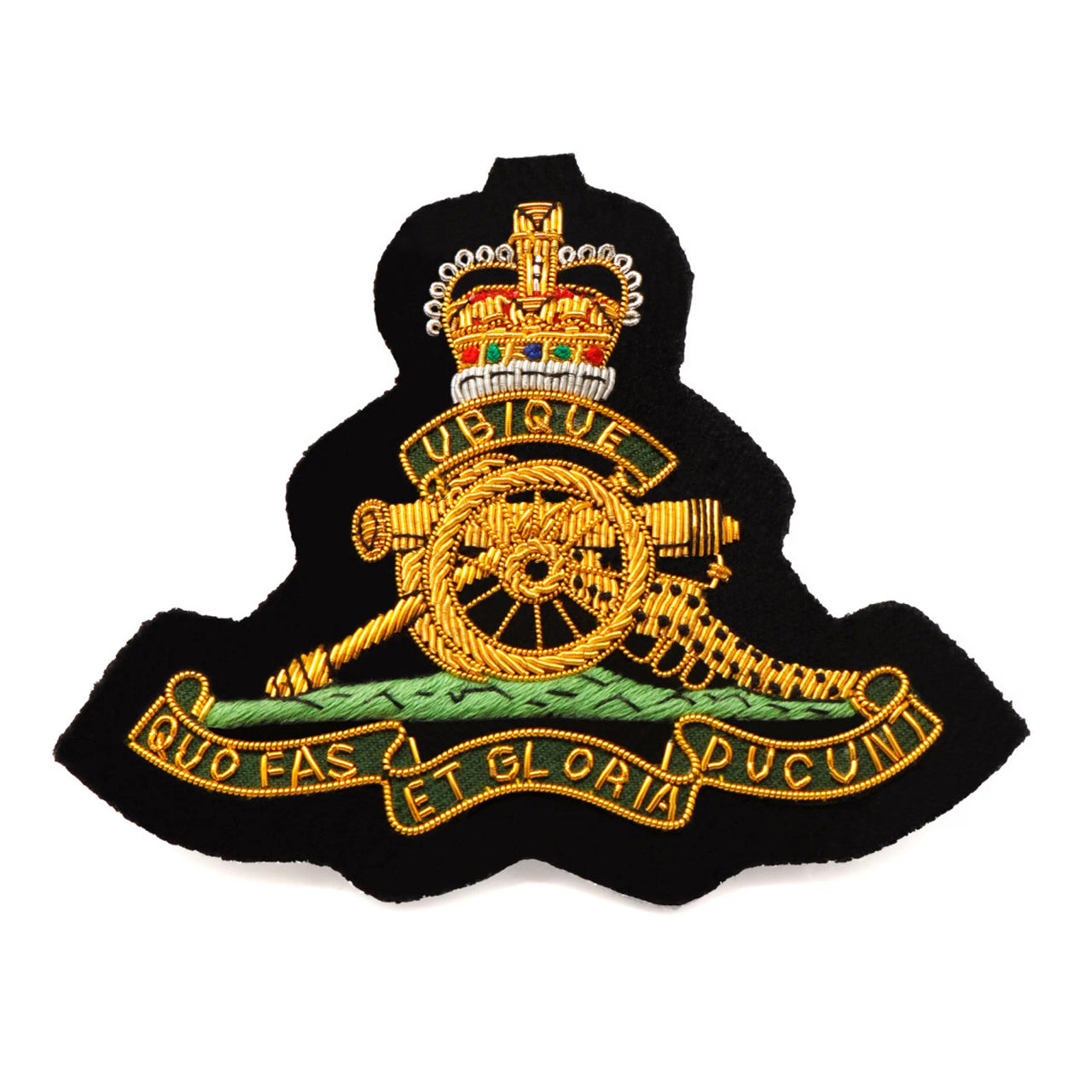 Show off your style with the magnificent Royal Regiment of Australian Artillery (RAA) Bullion Pocket Badge! Its exquisite design and approx. 80x80mm size will be the talk of the town! It easily attaches with 3 butterfly catches to a blazer, bag, or wherever you choose. www.defenceqstore.com.au