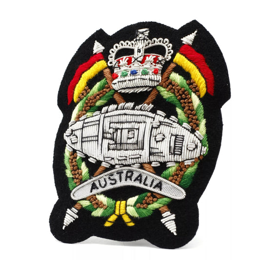 An impressive Royal Australian Armoured Corps (RAAC) Bullion Pocket Badge - ideal for your blazer, bag, or wherever you desire to show off your refined taste! About 80x80mm in size, with three butterfly clasps to keep it snug and secure. www.defenceqstore.com.au