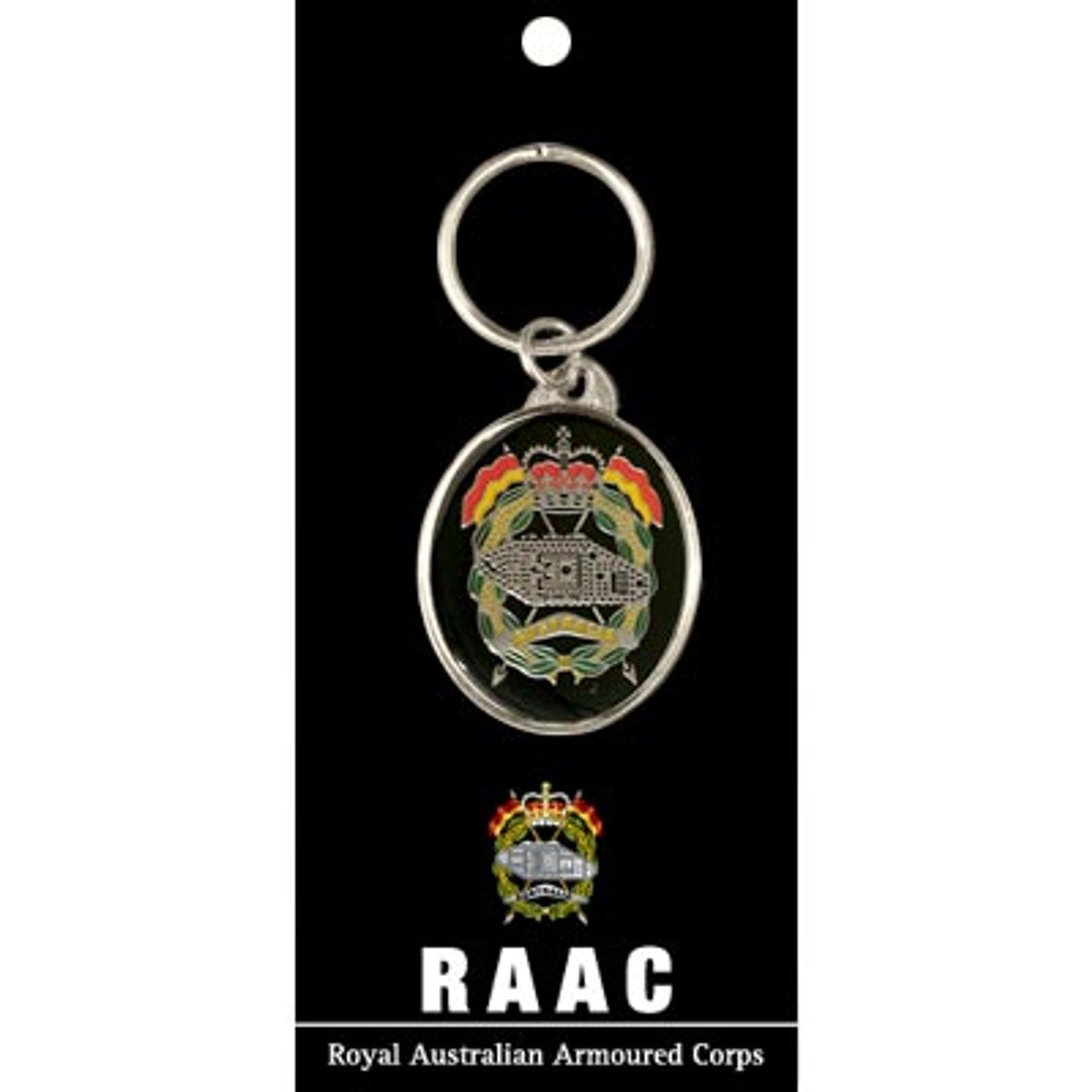 Eye-catching 40mm gold-plated RAAC key ring - guaranteed to keep your keys in order while turning heads & sparking chats! A statement piece like no other. Show off your style with this 40mm gold-plated RAAC key ring - guaranteed to keep your keys in check, and conversations going! www.defenceqstore.com.au