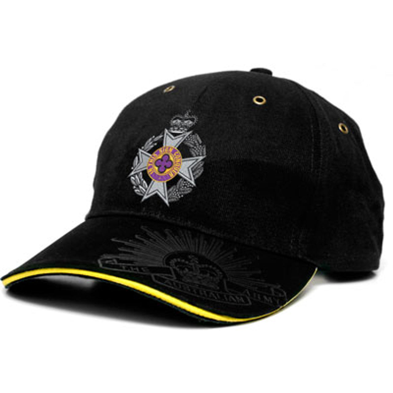 This heavy brushed cotton cap is a stylish and functional choice from the Royal Australian Army Chaplains Department (RAAChD). Featuring the RAAChD crest embroidered on the front and the iconic Rising Sun Badge embossed on the peak and engraved on the strap buckle, this high-quality cap makes a statement. www.defenceqstore.com.au