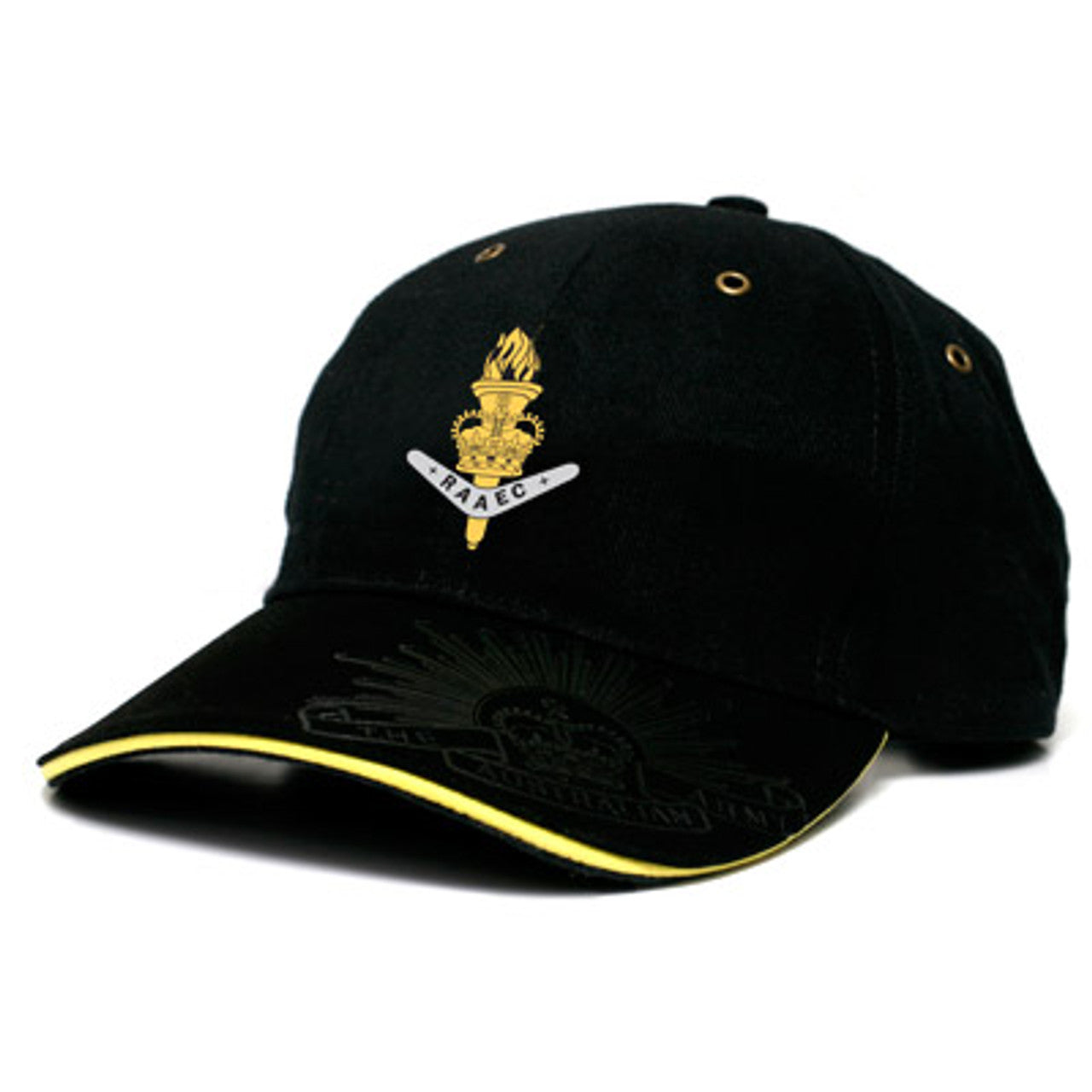 This Royal Australian Army Educational Corps (RAAEC) cap is both stylish and practical with its cool looks. This quality heavy brushed cotton cap has the RAAEC crest embroidered on the front, and also proudly displays the Rising Sun Badge embossed on the peak and engraved on the strap buckle. www.defenceqstore.com.au