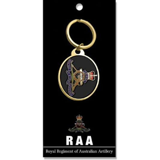 Rockin' the Royal Regiment of Australian Artillery (RAA) key ring. This 40mm golden key ring with gleaming enamel will keep your keys prim & proper and start conversations that make heads turn. www.defenceqstore.com.au