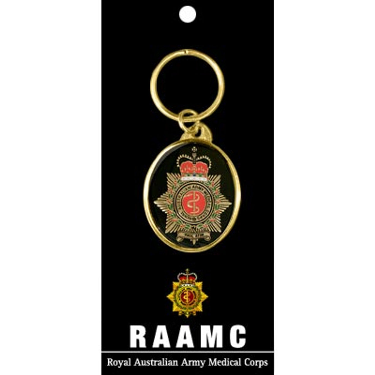 Let the bold 40mm gold-plated enamel RAAMC key ring take your keys on a thrilling adventure; it's perfect for staying organised and sparking conversations! Take your style to the next level with the sophisticated RAAMC key ring - bold and beautiful, set out to explore with your keys in style! www.defenceqstore.com.au