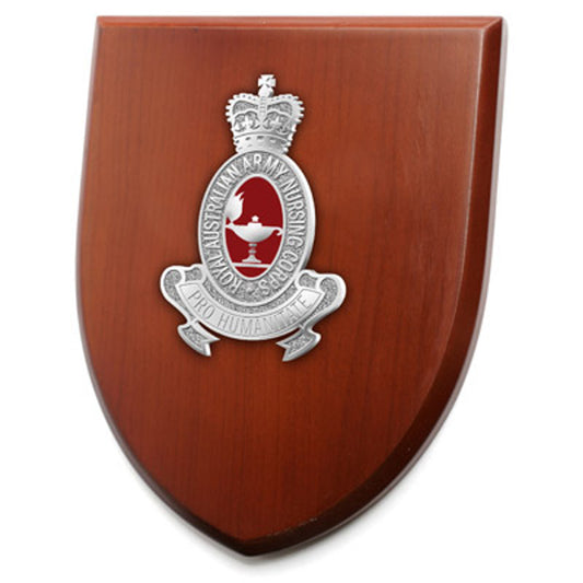 An Exceptional Royal Australian Army Nursing Corps (RAANC) Plaque is now available for order. This stunning plaque showcases a 100mm full colour enamel crest, elegantly placed on a 200x160mm timber finish shield.  www.defenceqstore.com.au