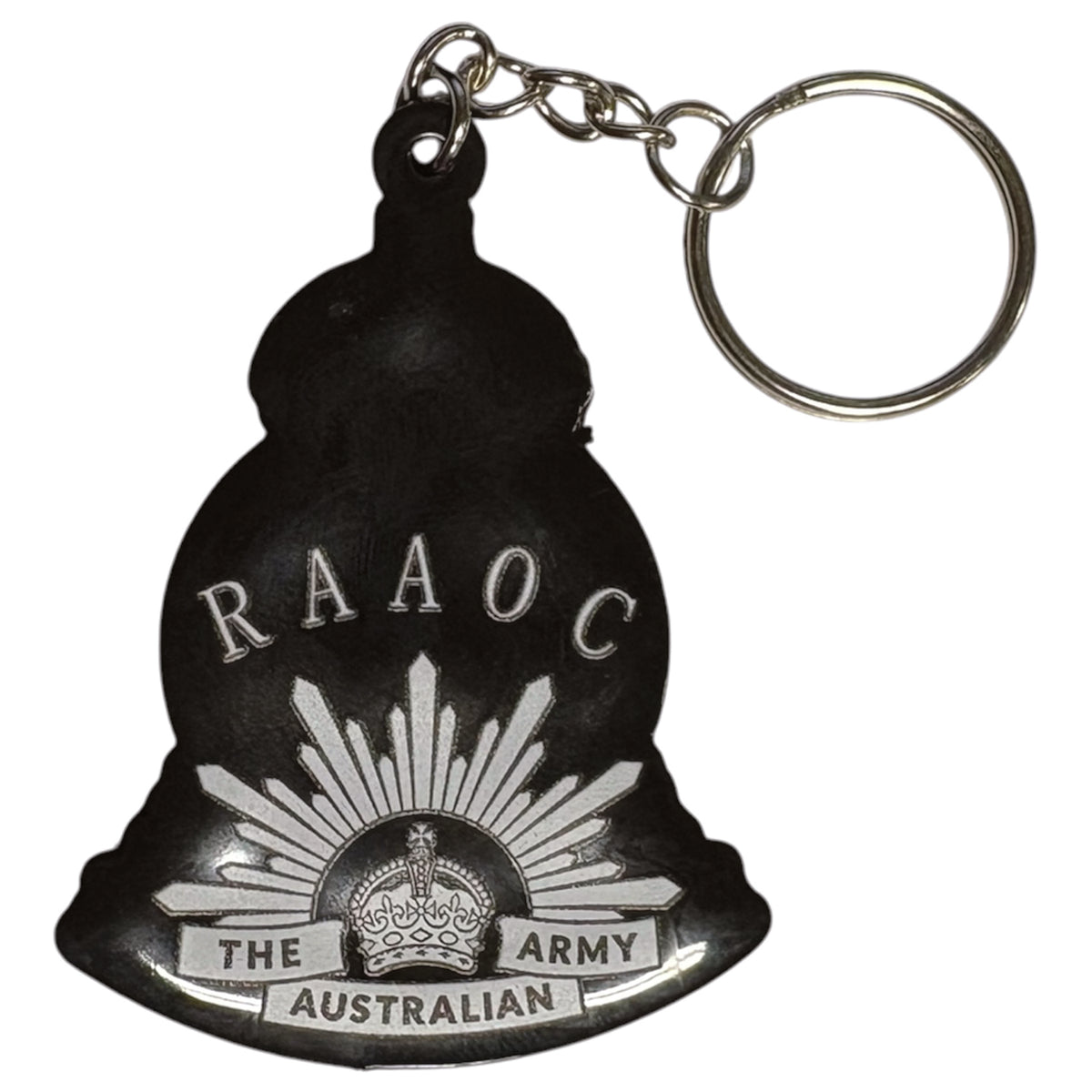 The Royal Australian Army Ordnance Corps (RAAOC) PVC Key Ring is the perfect way to carry your pride in service. Display your unit affiliation with style and durability. This compact, printed PVC key ring keeps your keys organized while showcasing your military heritage wherever you go. www.defenceqstore.com.au
