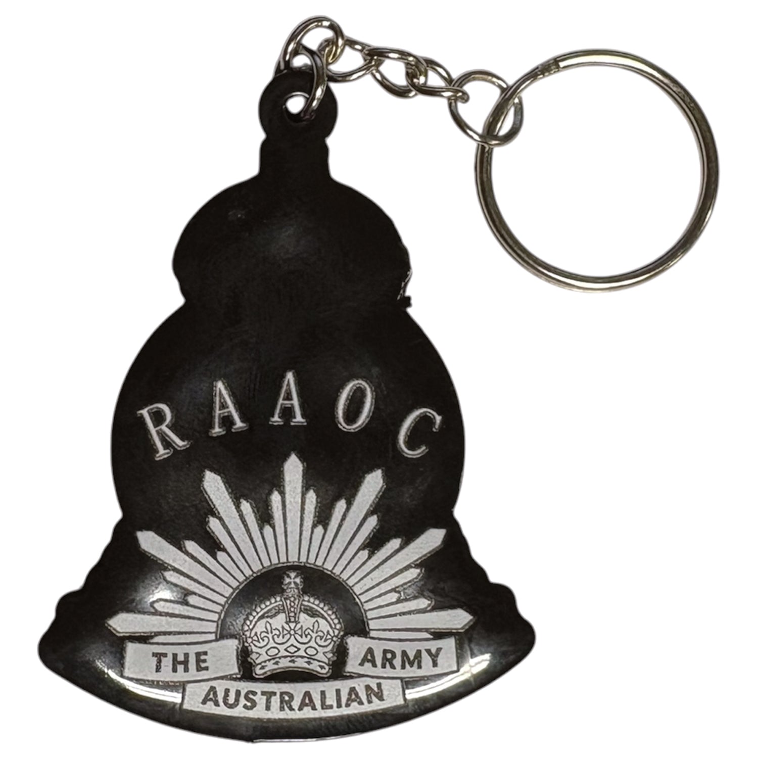 The Royal Australian Army Ordnance Corps (RAAOC) PVC Key Ring is the perfect way to carry your pride in service. Display your unit affiliation with style and durability. This compact, printed PVC key ring keeps your keys organized while showcasing your military heritage wherever you go. www.defenceqstore.com.au