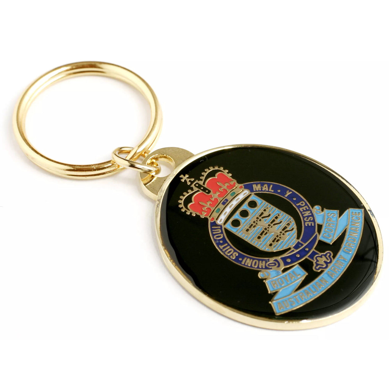 Adorn your keys with the regal flair of the Royal Australian Army Ordnance Corps (RAAOC) key ring! Crafted of 40mm gold-plated enamel, this impressive charm makes organization easy and starts conversations without even a word. www.defenceqstore.com.au