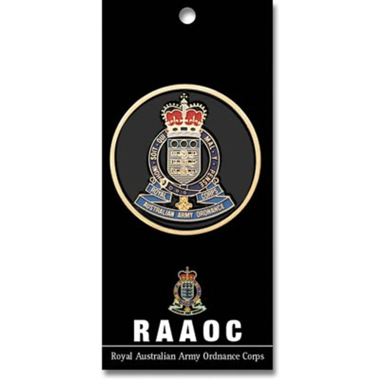 This regal 48mm full-colour enamel medallion from the Royal Australian Army Ordnance Corps (RAAOC) is sure to captivate the viewer and prompt fascinating discourse from all who admire it. www.defenceqstore.com.au